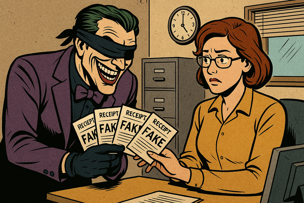 Villano con recibos falsos